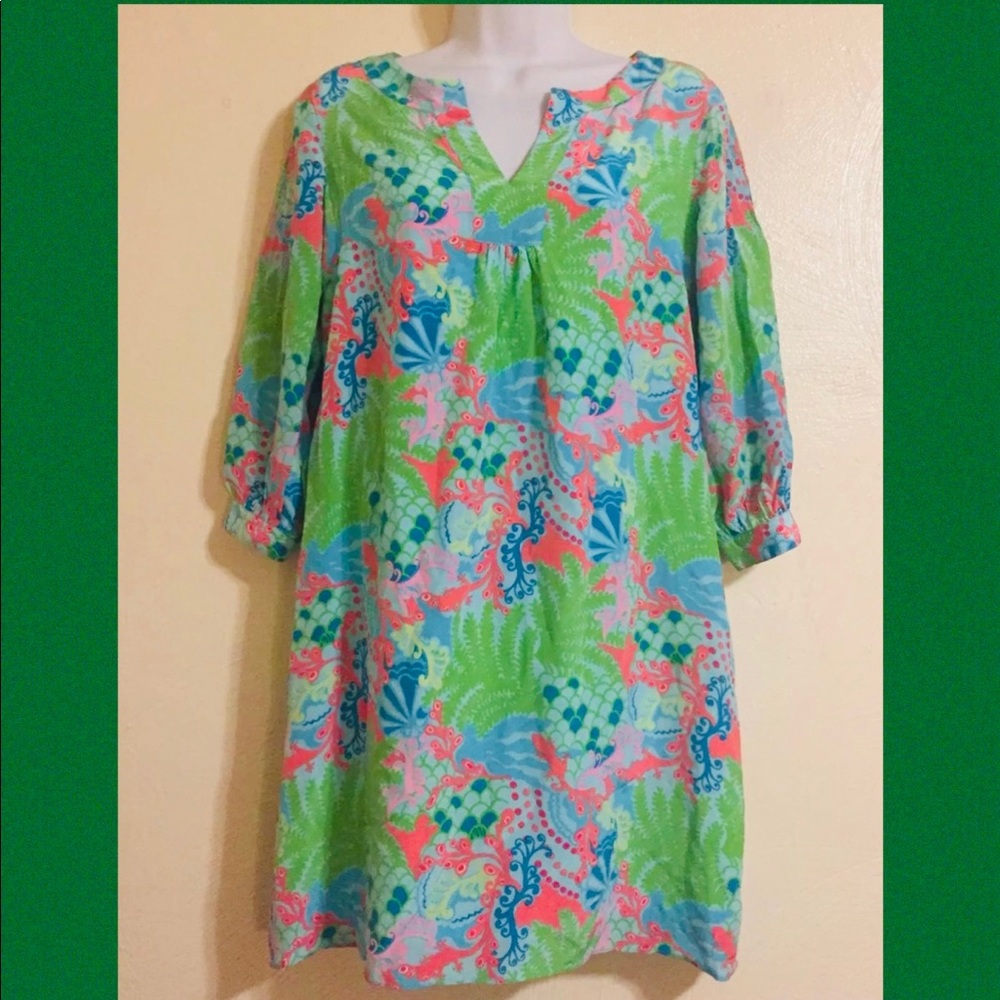 *SALE* Lilly Pulitzer Surf Blue Checking In Silk dress size 0